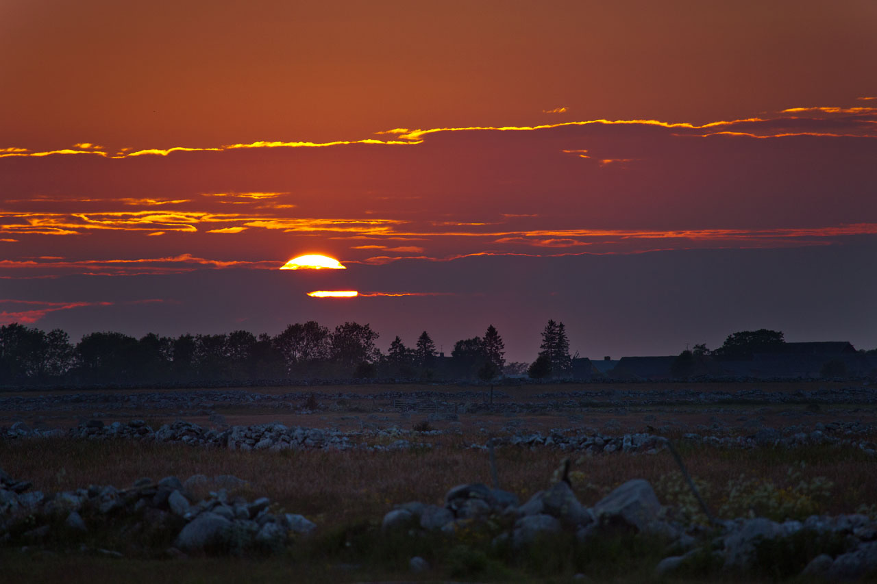 Solnedgång över alvaret på Ölands östra sida
